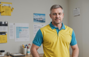 plumber standing in 1point plumbing and heating office in glasgow