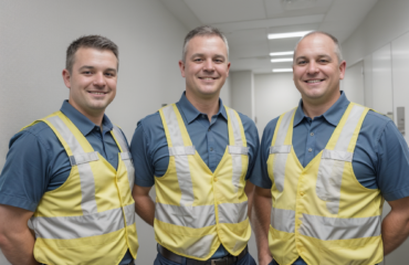 plumbers standing in 1point plumbing glasgow office