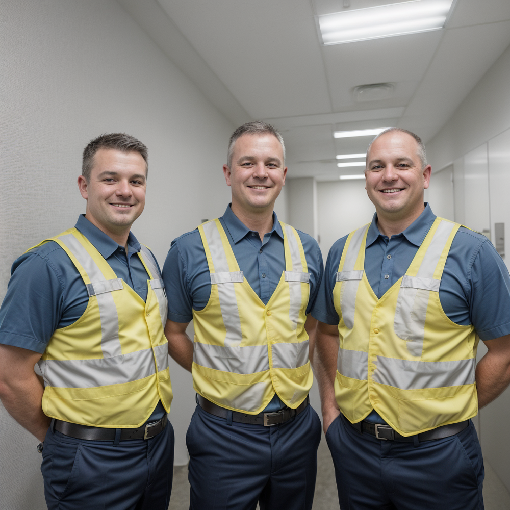 plumbers standing in 1point plumbing glasgow office