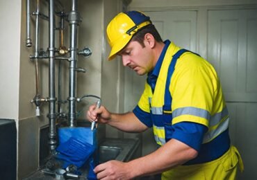 Plumber working on a job site